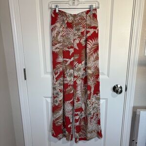 Petal & Pup Red and Cream Floral Wide Leg Pants